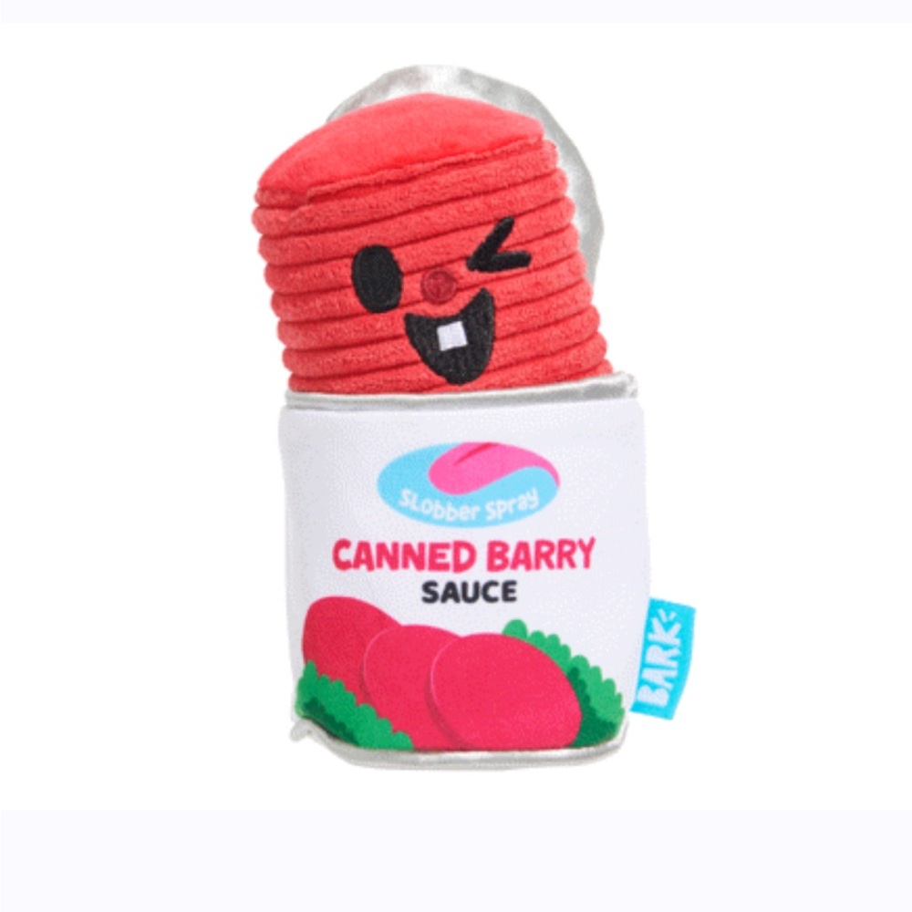 NWT Bark Box CANNED BARRY Cranberry Thanksgiving 2Pc Size LARGE Plush Dog Toy - Picture 11 of 13